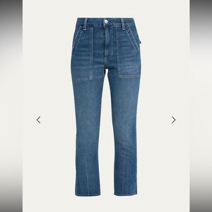 AMO Women Easy Army Trouser Denim Straight Leg Jeans Cropped EUC